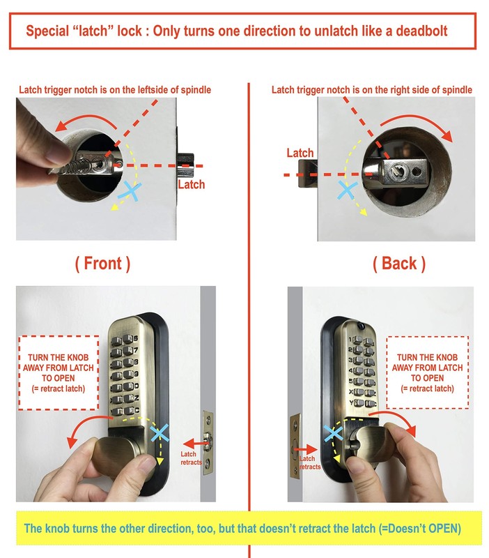 Mechanical Keyless Combination Latch Door Lock with Double Keypads Oil Rubbed gallery