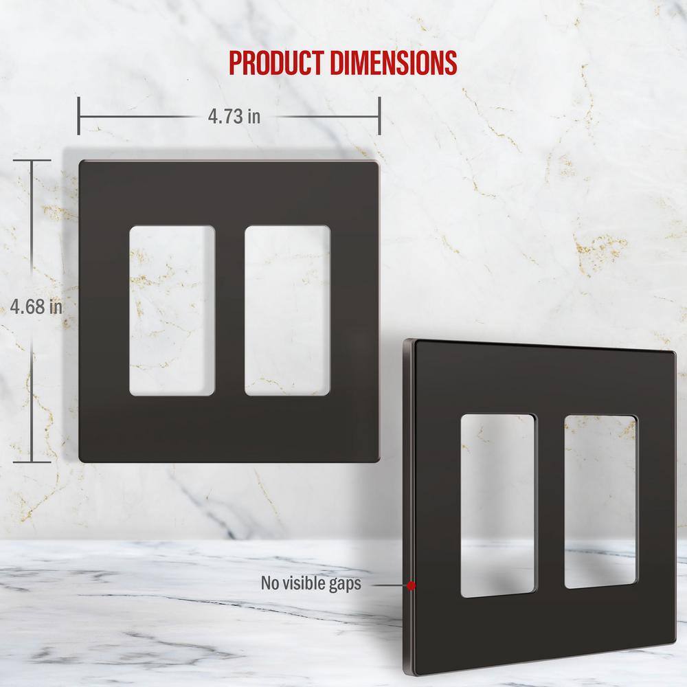 ENERLITES Dark Bronze 2-Gang, Decorator/Rocker, Plastic Polycarbonate (5-Pack) gallery