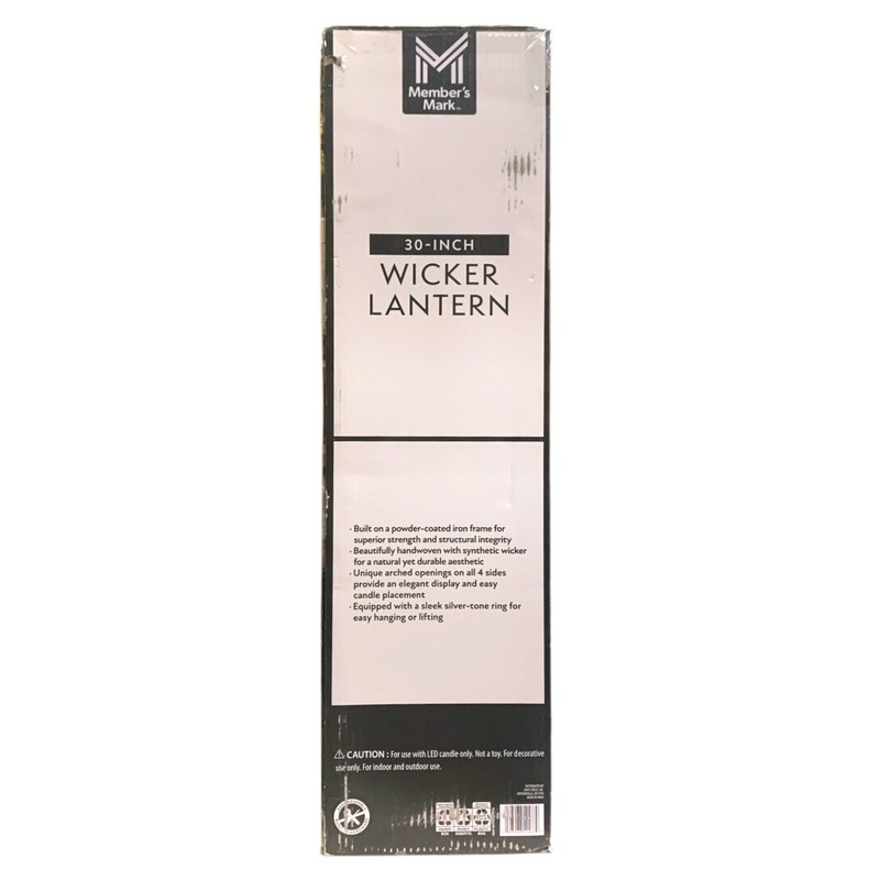 Member's Mark 30-Inch Wicker Lantern, Handwoven Synthetic Wicker for LED Candles gallery