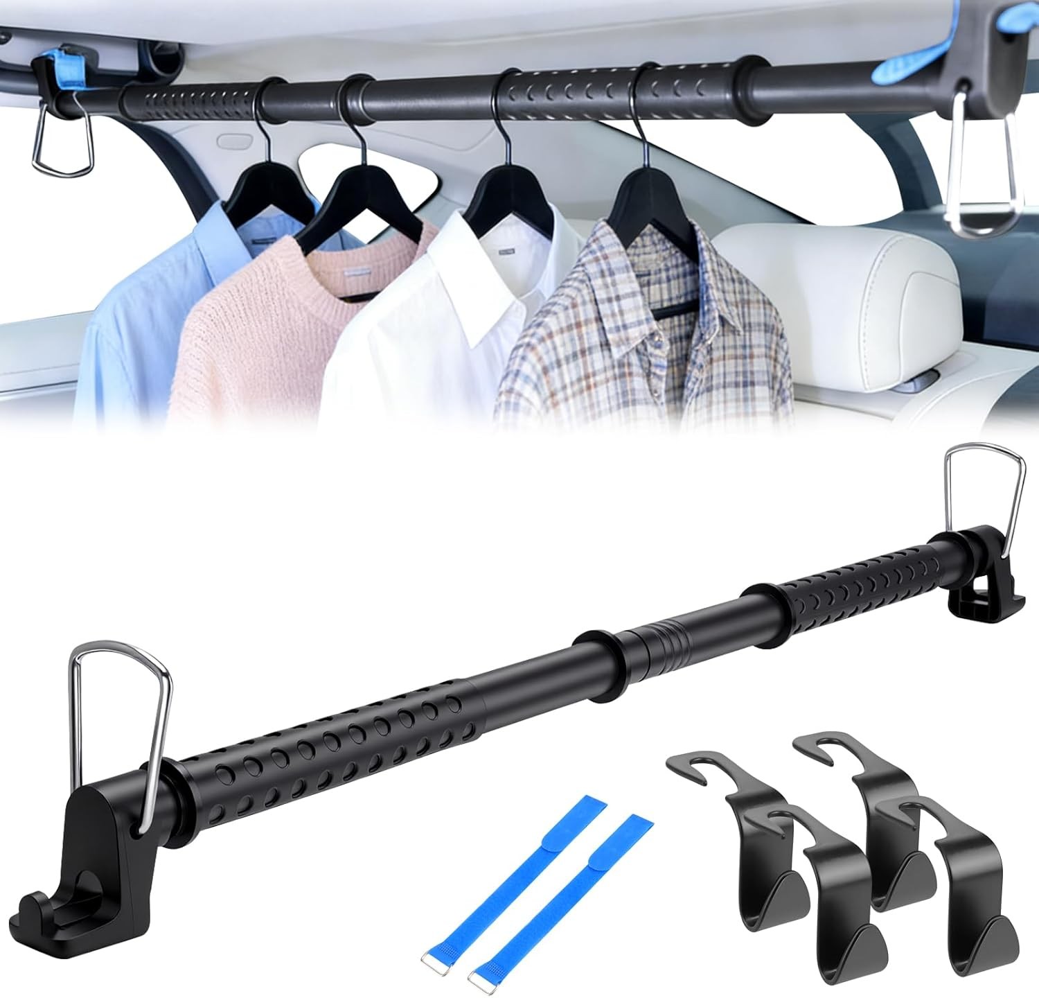 Car Clothes Hanger Bar 28-61 inches, Heavy Duty Clothes Rod for Car, gallery