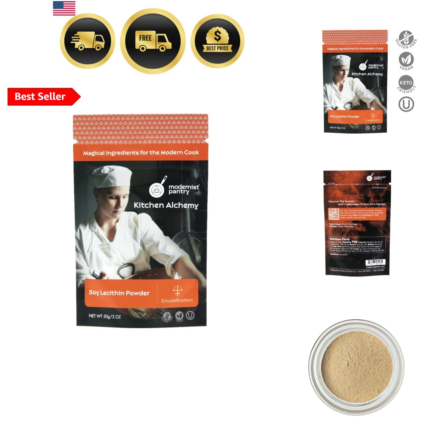 Pure Soy Lecithin Powder OU Kosher Certified - 50g/2oz gallery