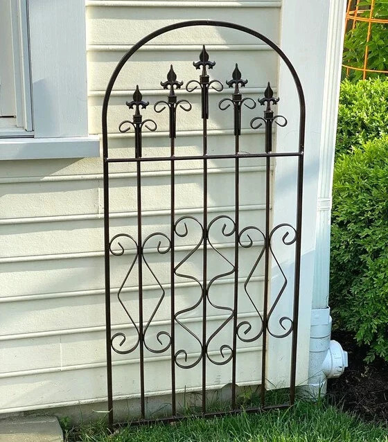 49" x22" Victoria Rounded Spear Trellis, Metal Climbing Vine, Wrought Iron gallery