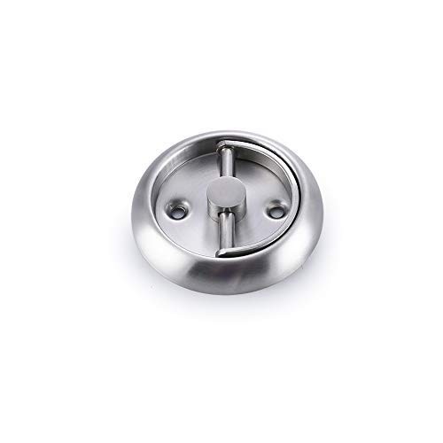 Round Recessed Door Handle, Deadbolt, No Key, Standard US Door 35-45mm, Latch gallery