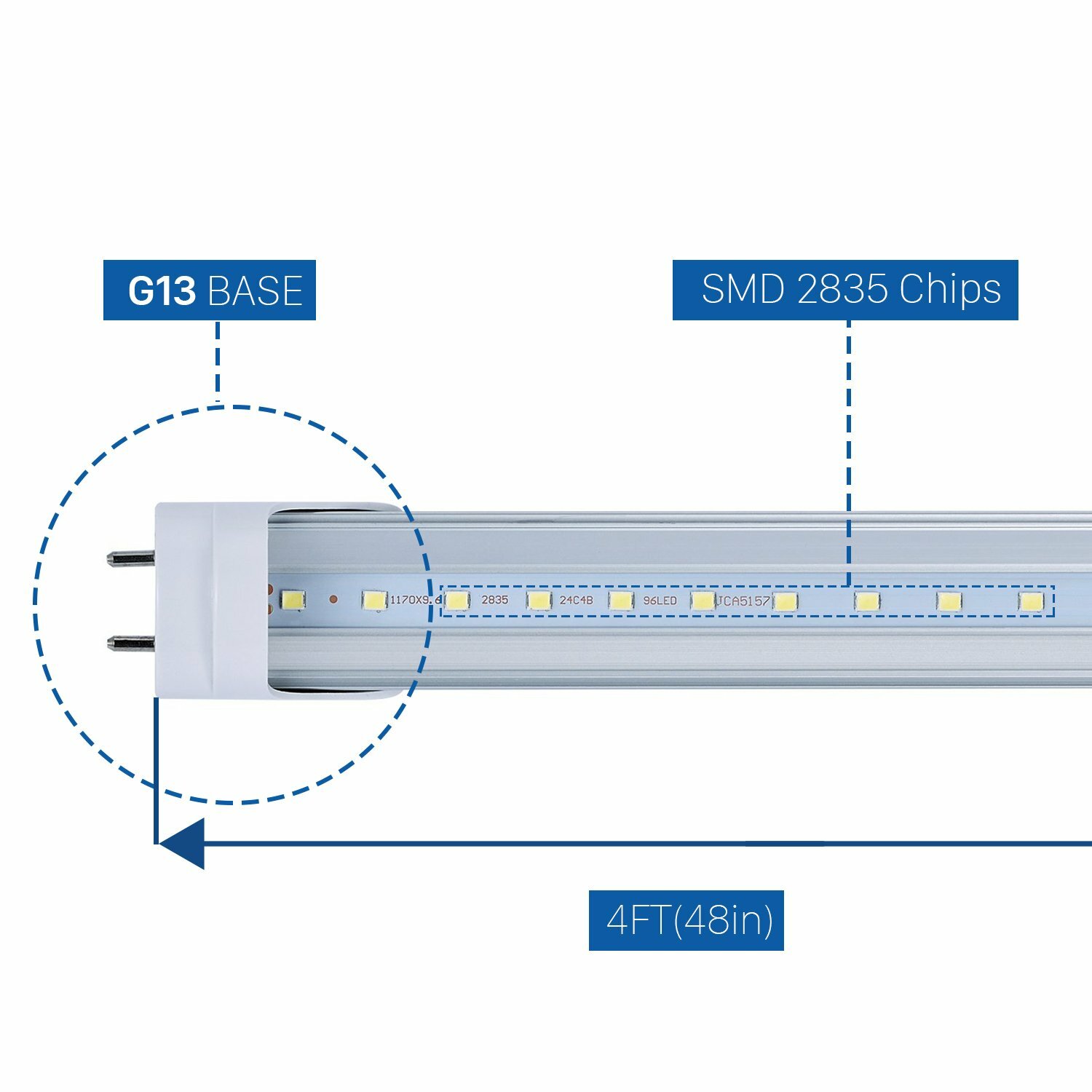T8 4FT 18W 6000K LED Replacement Fluorescent Bulb Clear Lens 110V 277V 10/100pcs gallery