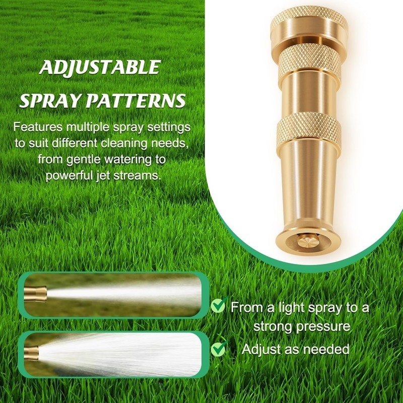 Brass Adjustable Spray Nozzle with Powerful Water Stream for Garden Hoses gallery