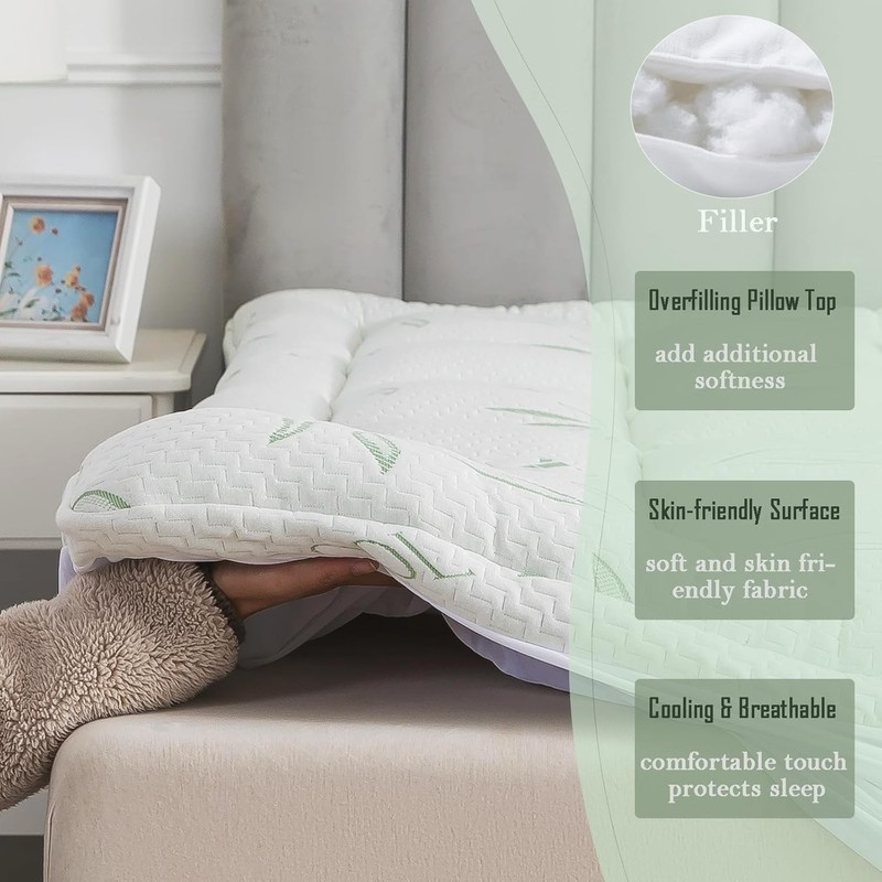 WhatsBedding Twin Mattress Topper, Soft Pillow Top Mattress Topper /twin gallery