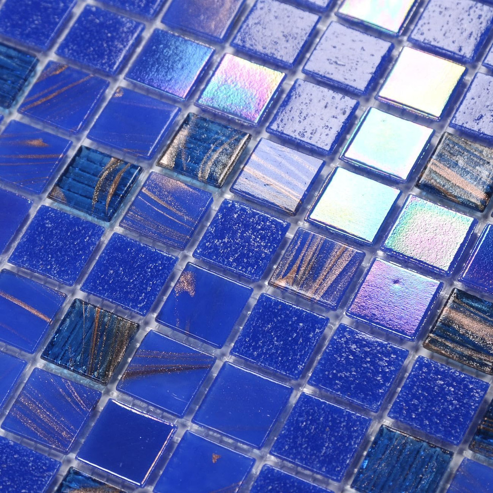 Iridescent Dark Blue Pool & Wall Tile - 11.5 Sqft, 10 Pcs