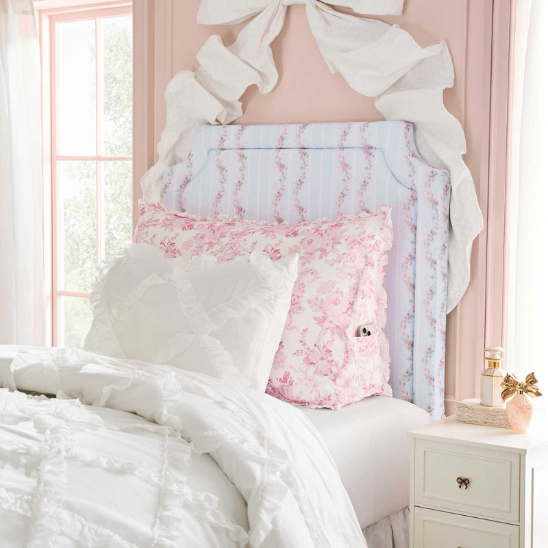 LoveShackFancy Garden Damask Ruffle Wedge Pillow Pink gallery