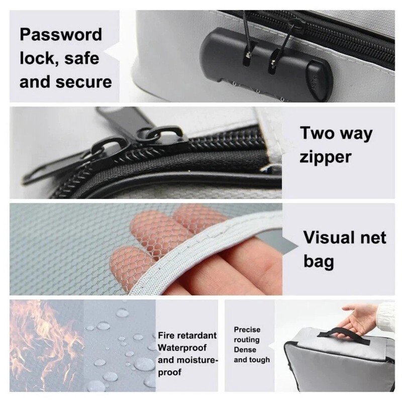 Fire Proof Waterproof Document Box with Lock File Storage Organizer Box Safe Bag gallery