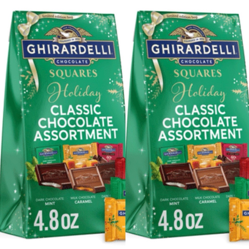 Two! Ghirardelli Chocolate Assortment Dark Chocolate Mint Caramel Squares