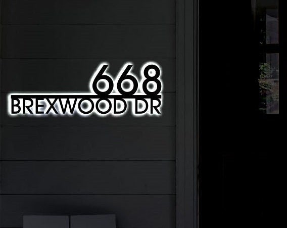 Personalized LED Address Sign Custom House Number Plaque Modern Outdoor Decor gallery