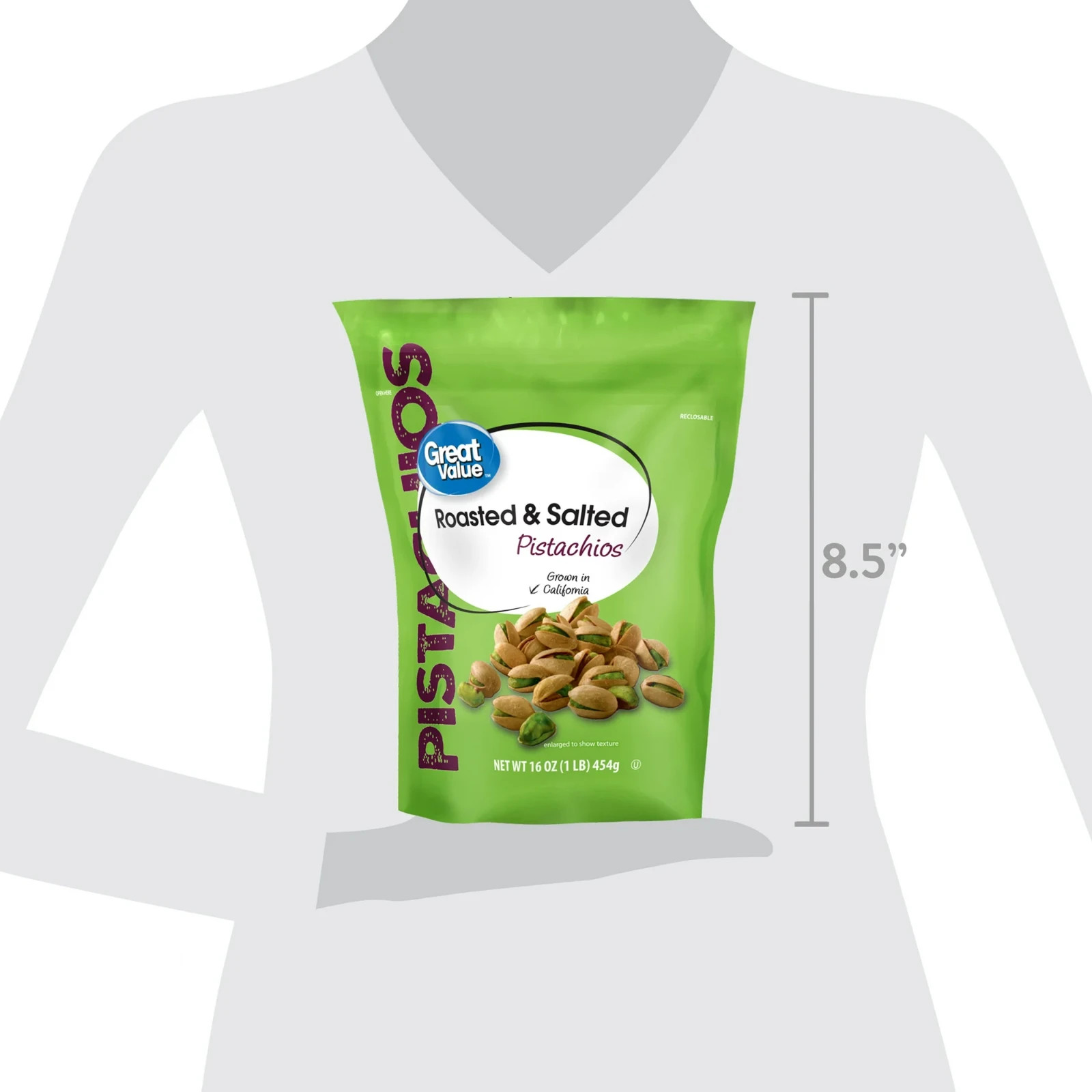 Great Value Roasted & Salted Pistachios, 16 oz Resealable Bag gallery