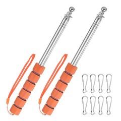 2-Pack Telescopic Handheld Flagpoles, 5.2ft/1.6m Stainless Steel Poles [Orange]
