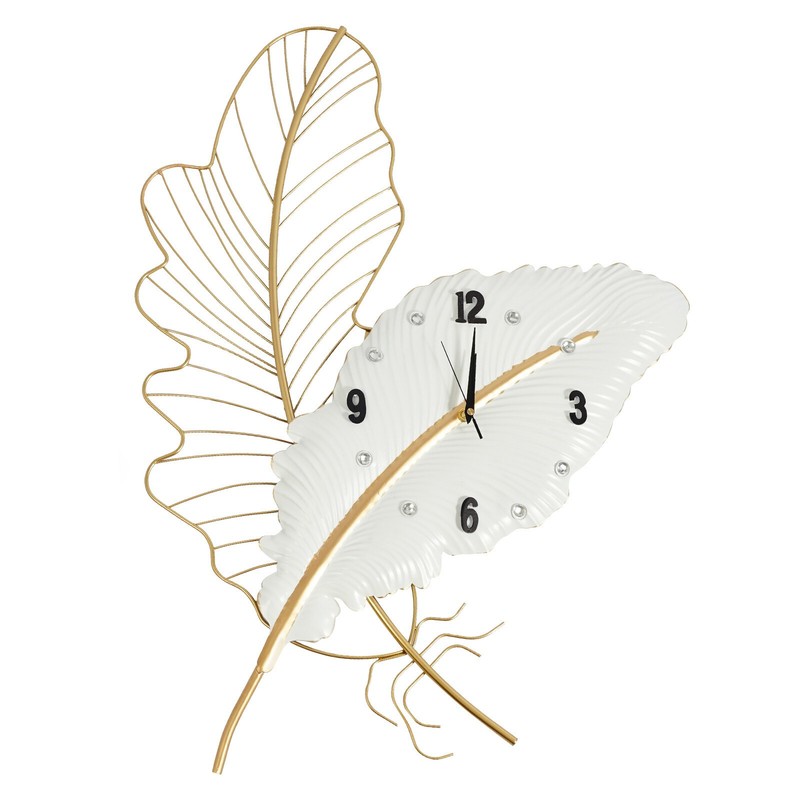 Extra Large Outdoor Garden Wall Clock Hanging Feather-shaped Wall Clock 21*30in gallery