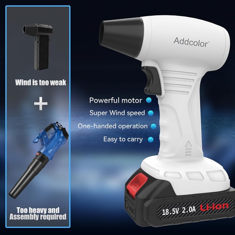 Battery Powered Leaf Blower with Fast Charger and Adjustable Speed Features gallery