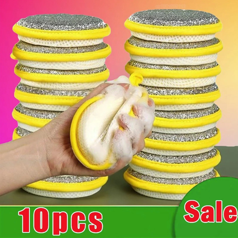 10-Pack Double-Sided Kitchen Sponges – Dish & Scrub Brush Combo - NEW gallery