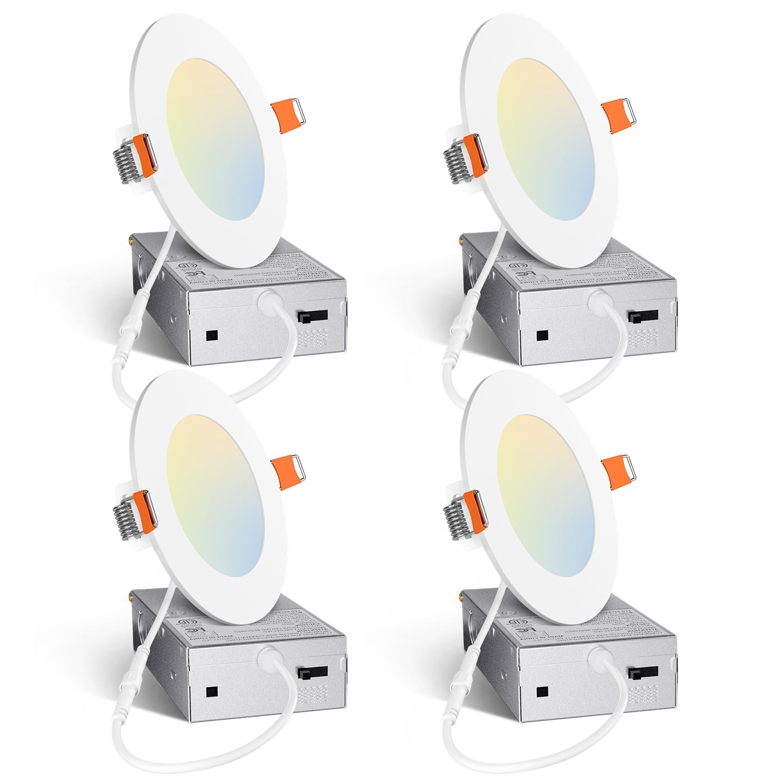 4 Pack 4 Inch 5CCT Ultra-Thin LED Recessed Dimmable Ceiling Light with Juncti. gallery