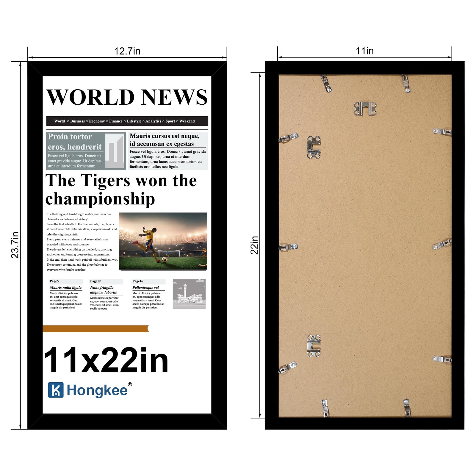 11x22 Newspaper Frame 2 Packs, Real Glass and Black Wood Frame, Display Panor... gallery
