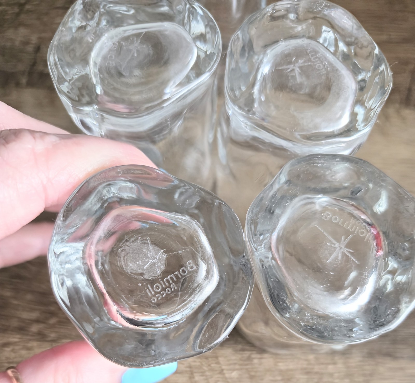 BORMIOLI ROCCO Sorgente Clear Irregular Dimples Set 5 Shot Glasses 2.25 oz Italy gallery