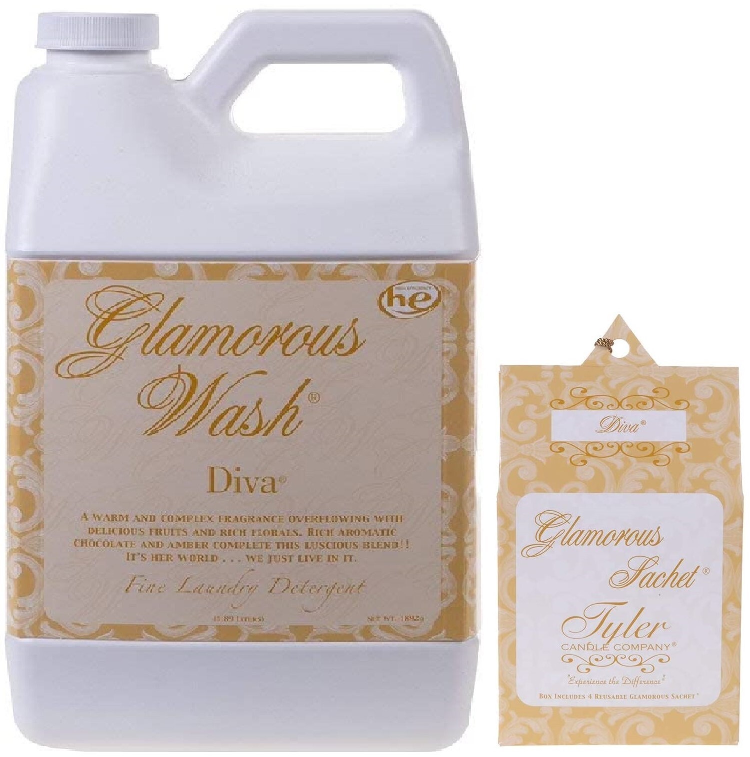Tyler Candle Glamorous Wash Diva Laundry Detergent 64oz w/Diva Sachets Bundle gallery