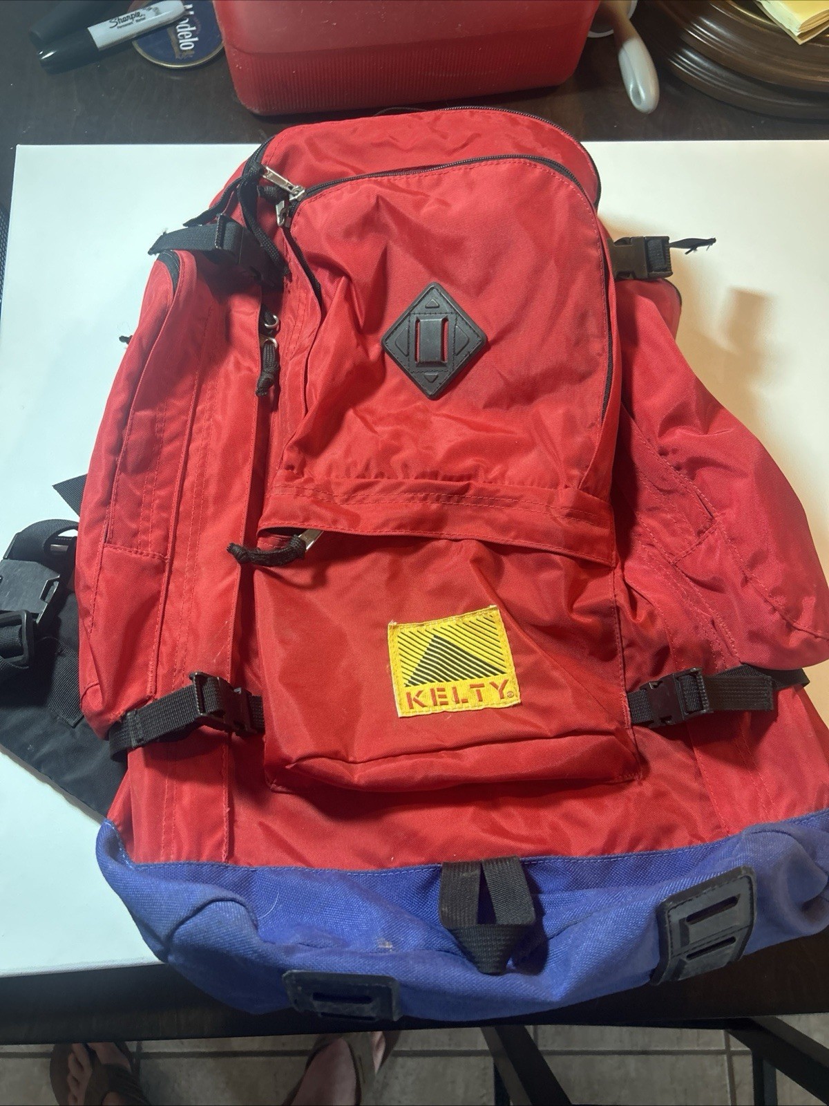 Vtg Kelty Redwing RG Internal Frame Soft Pack Backpack Red Blue