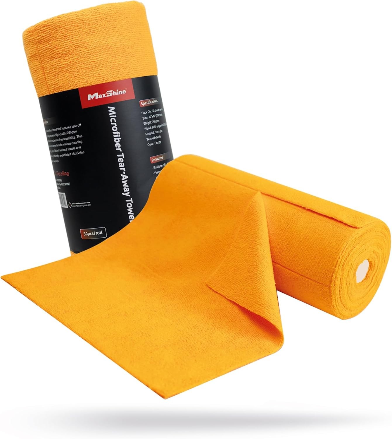 Universal Orange Microfiber Tear-Away Towel Roll – 30 Reusable 12"x12" Sheets... gallery