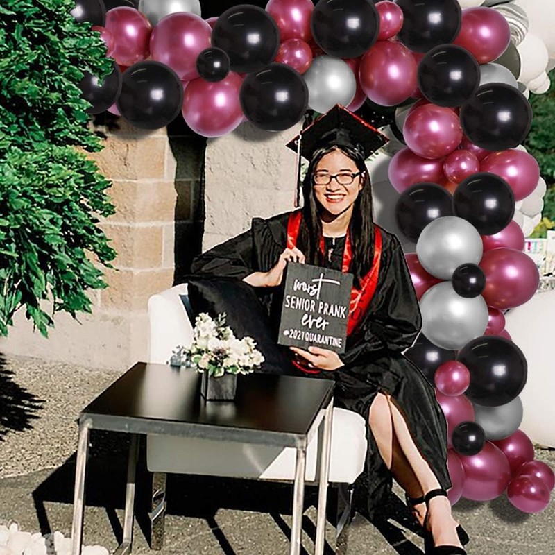 Graduation Decorations Maroon Black 2025/Burgundy Burgundy Silver gallery