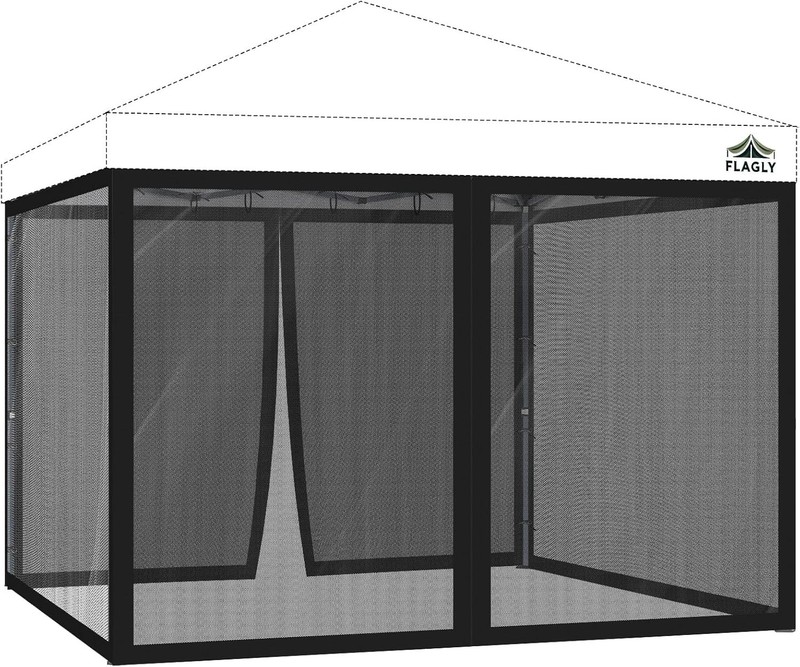 Universal 10x10 ft Bug Screen Tent with Zipper Doors for Camping & Backyard Use gallery