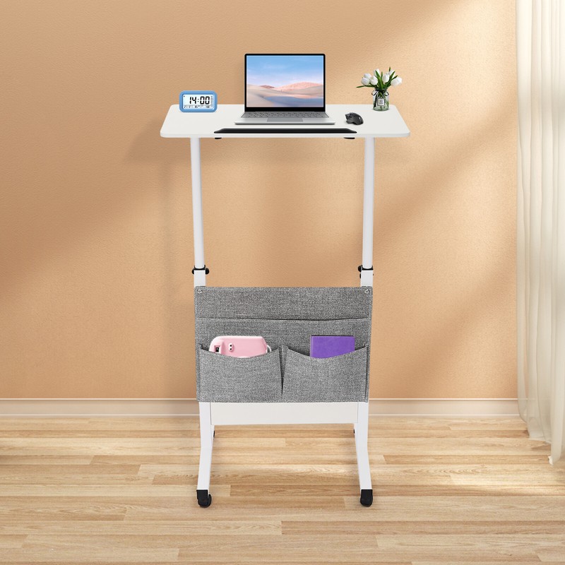 Rolling Laptop Desk Office Computer Table Adjustable Height Stand up w/ Storage gallery