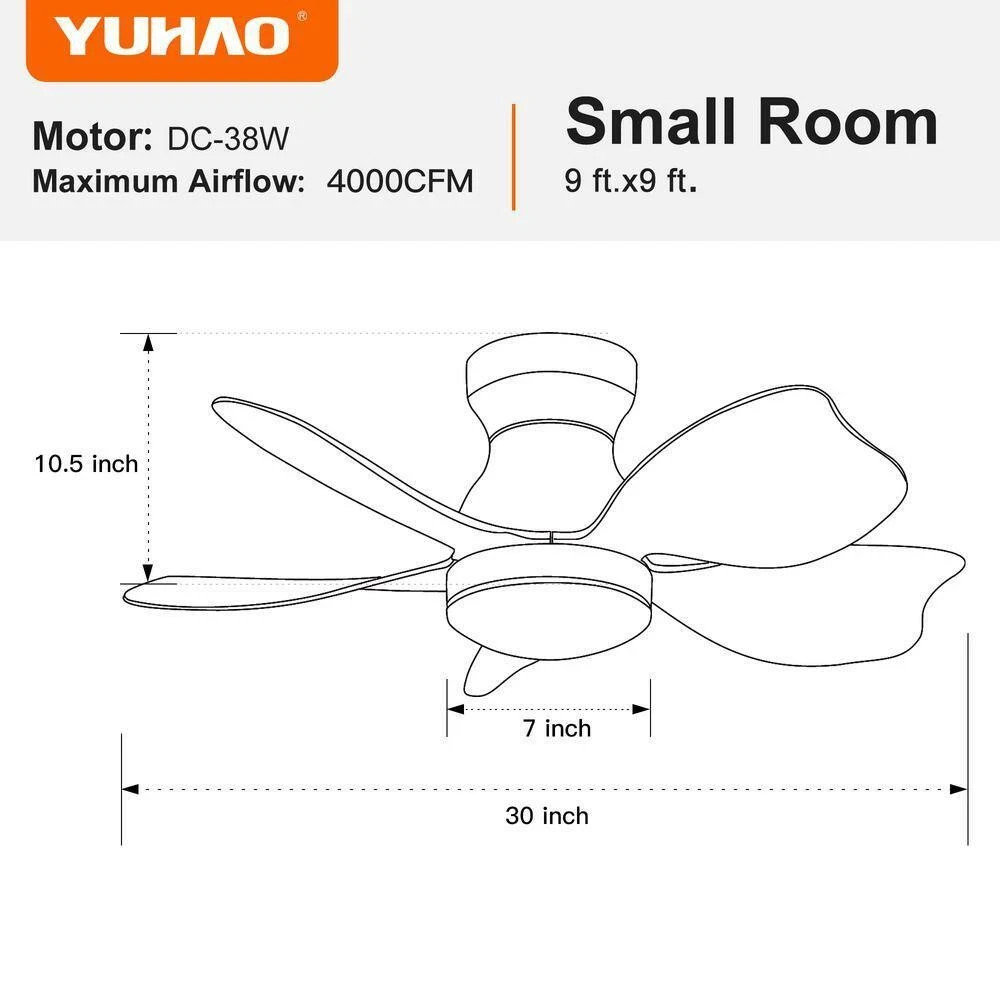 30 in. Dimmable LED White Flush Mount Ceiling Fan w/ Remote Reversible DC Motor gallery