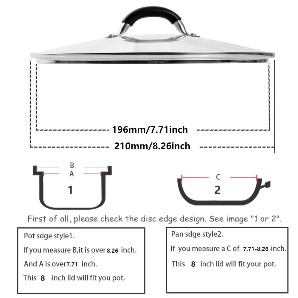 8 Inch Tempered Glass Lid for Lodge 8 Cast Iron Skillets 2QT Dutch Ovens -St... gallery