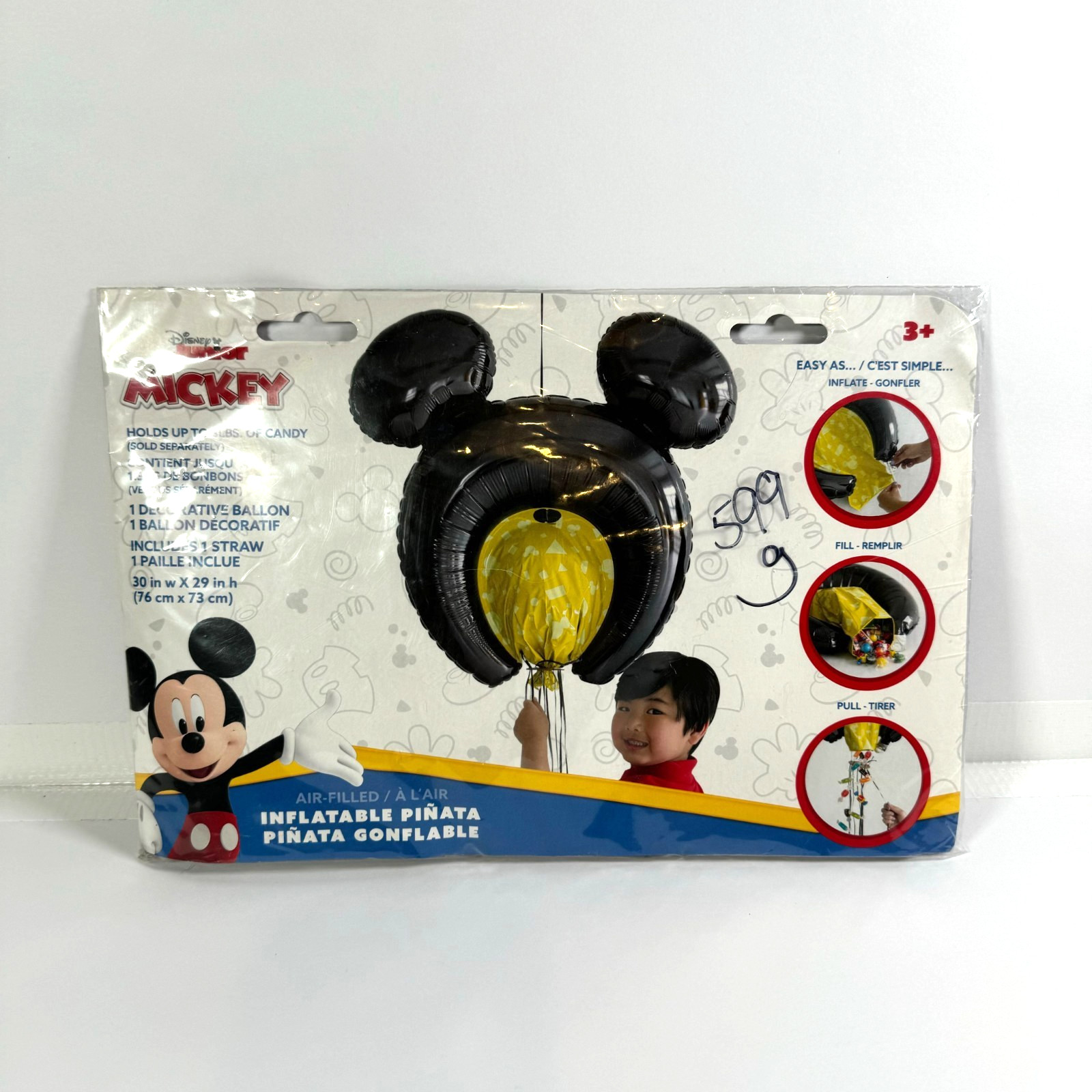 Mickey Mouse Inflatable Pinata Disney Junior 30x29" Holds 3 Lbs Candy NEW SEALED gallery