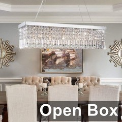CRYSTOP Rectangular, Modern Rain Drop Chandelier, Silver