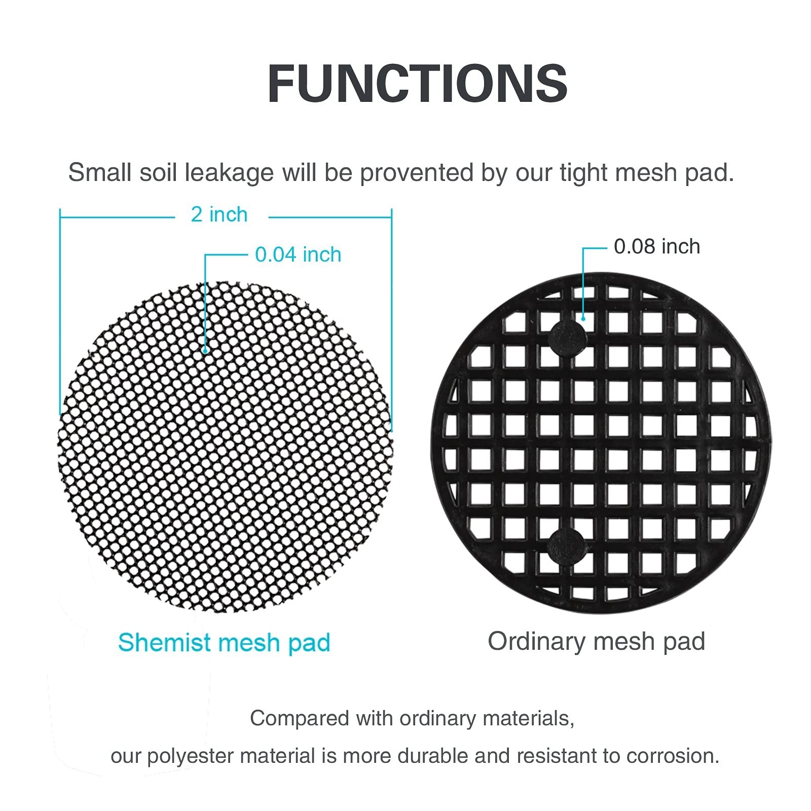 Bonsai Pot Mesh Screens 100Pcs, Plant Soil Drainage Mats, 2 Inch, Black gallery