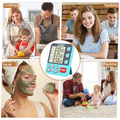 Digital Dual Triple Kitchen Timer, 3 Channels Magnetic Countdown YS318 Blue gallery