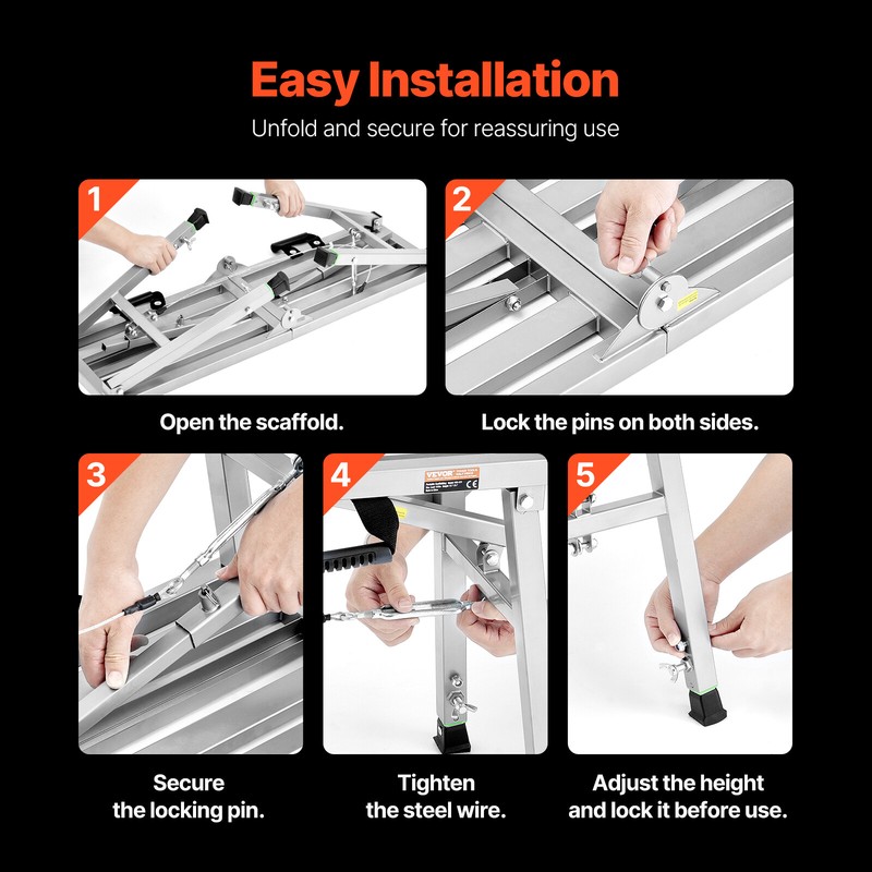 Work Platform Adjustable Height Portable Scaffolding Platform 400 lb Load gallery
