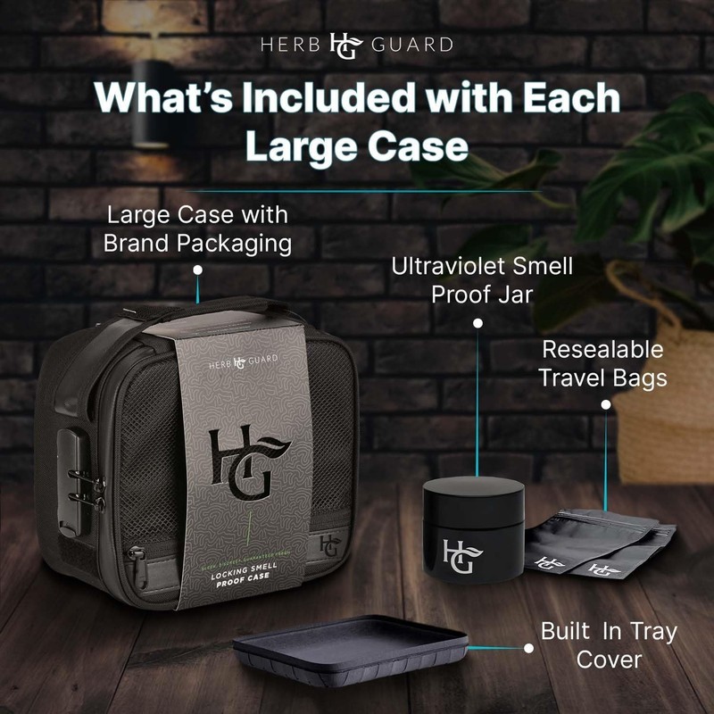 Large Smell Proof Bag & Case with Combination Lock (Holds Up to 3 Ounces) - inc gallery