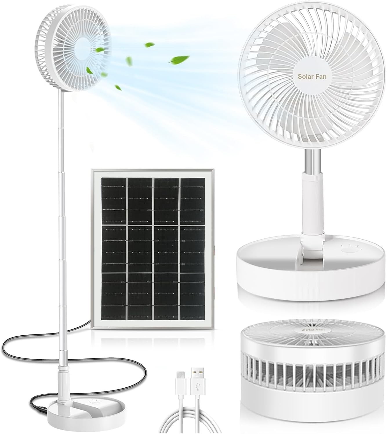 Portable Standing Fan with Solar Panel, Battery & Solar Powered Fan for Travel gallery