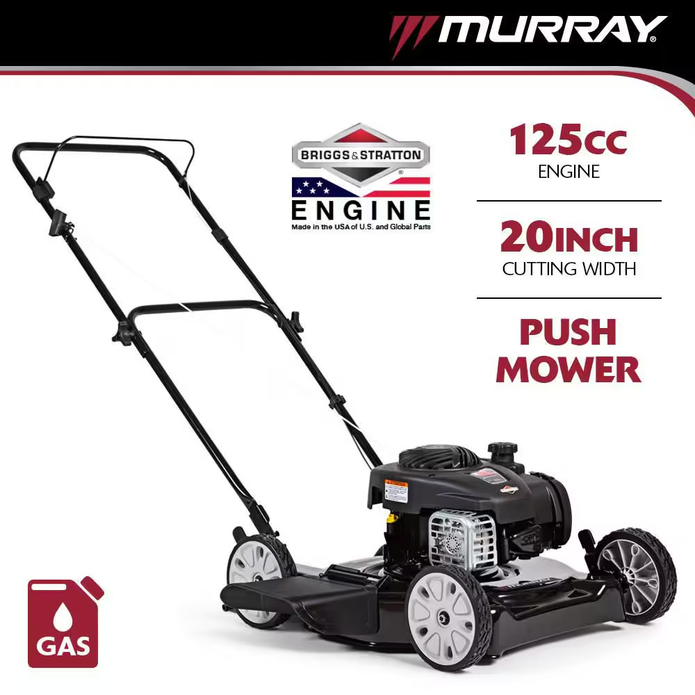20 In. 125 Cc Briggs & Stratton Walk behind Gas Push Lawn Mower with 4 Wheel Hei gallery