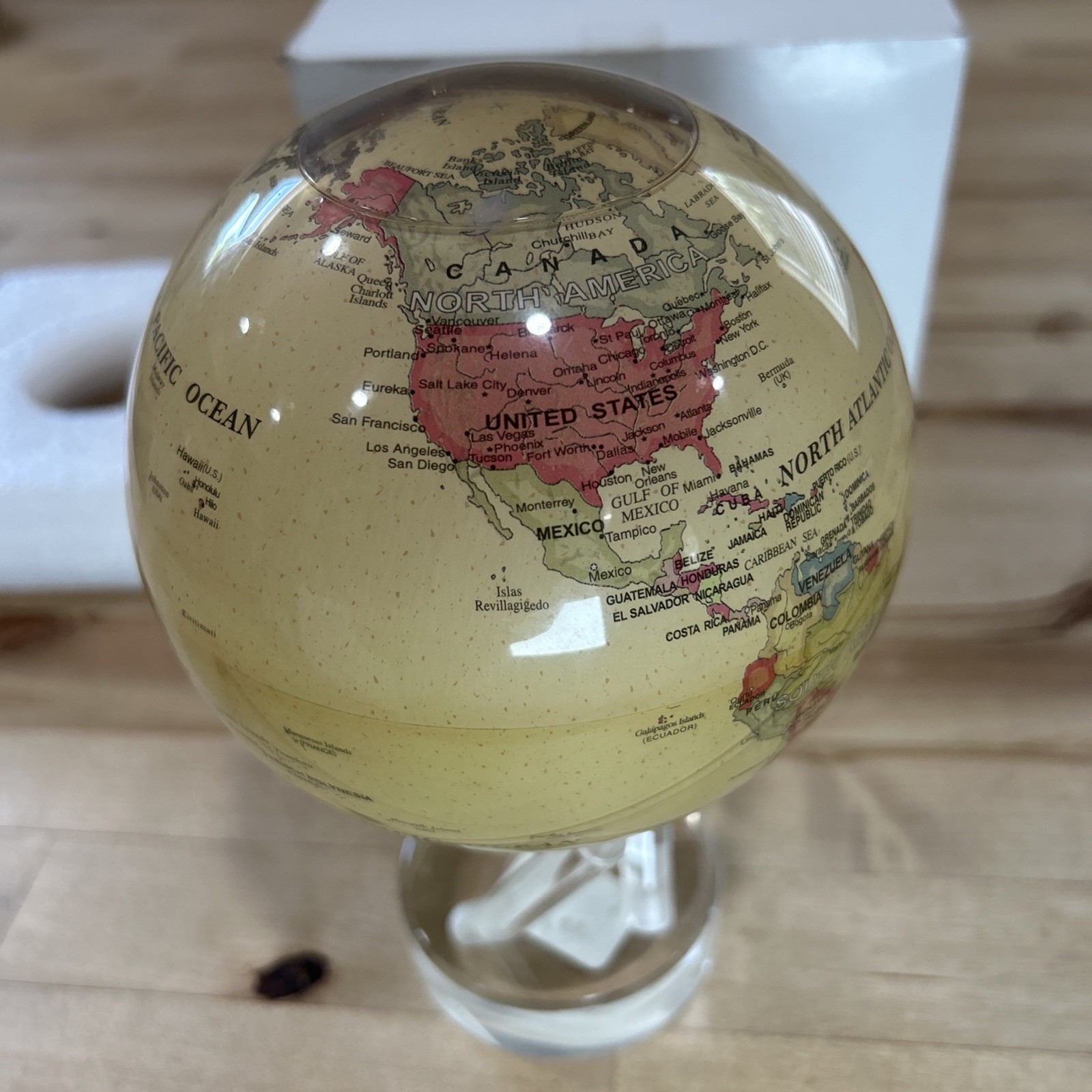 MOVA Rotating Globe W/ 3- Prong Stand New In Box 6 Inch Antique Beige gallery