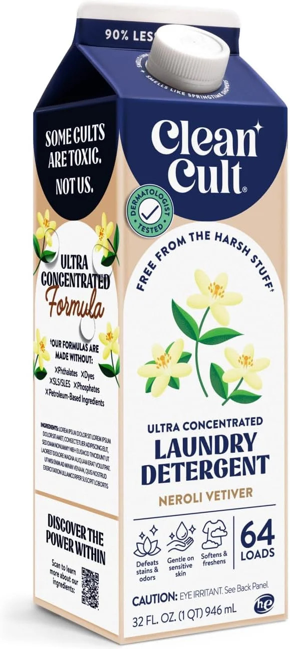 Cleancult Ultra Concentrated Liquid Laundry Detergent, 64 loads (32 oz), Long La gallery