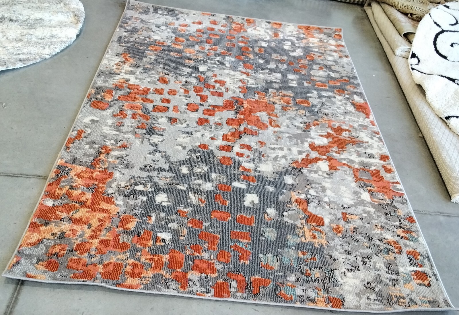GREY / ORANGE 5'-3" X 7'-6" Back Stain Rug, Reduced Price 1172753641 MAD425H-5 gallery