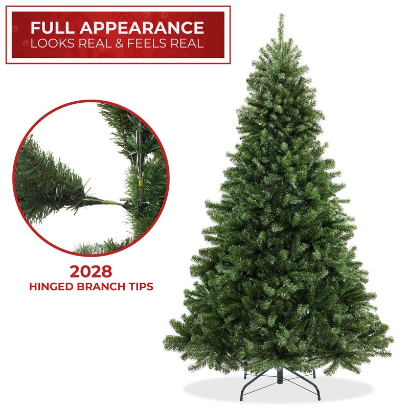 OPEN BOX - 9 ft Spruce Hinged Artificial Christmas Tree with Foldable Stand gallery