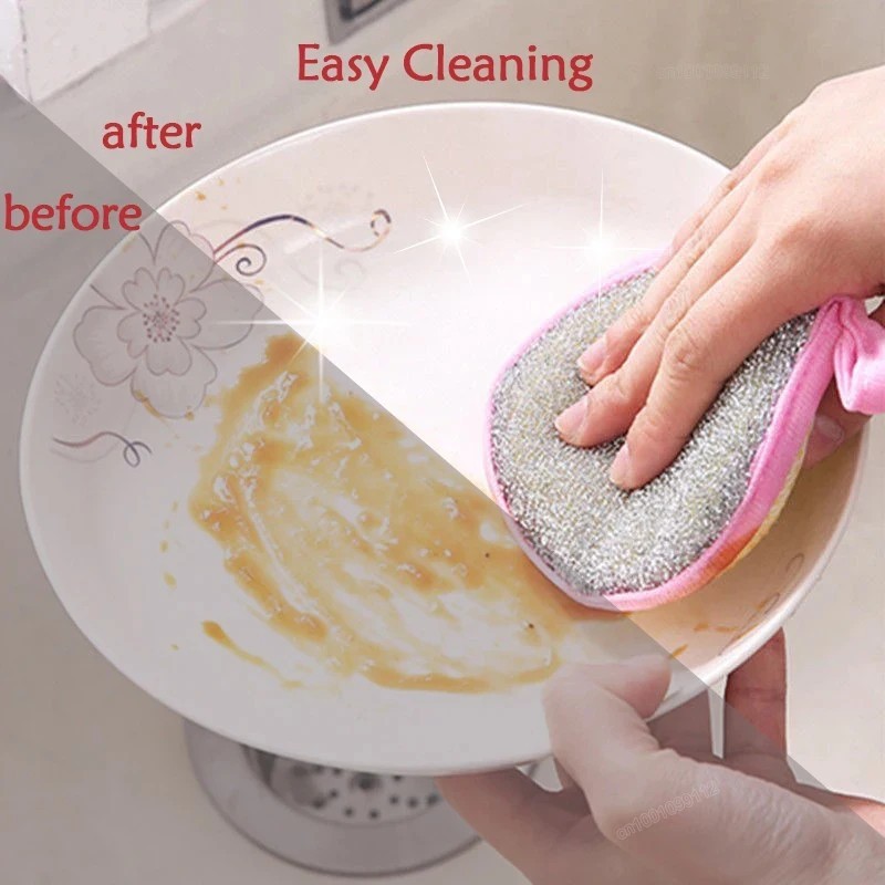 Double-Sided Scouring Pads Dish Pan Washing Sponge Kitchen Cleaning Tool gallery