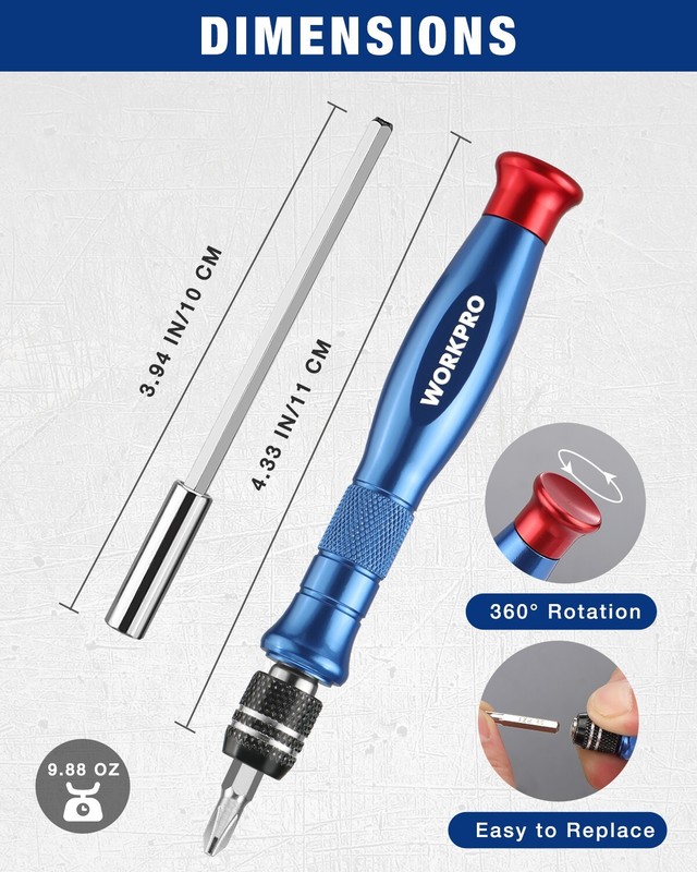 WORKPRO 44-in-1 Precision Screwdriver Set w/44pc S2 Steel Bit Manual Screwdriver gallery
