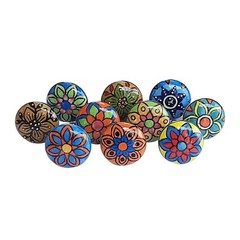 Hand Painted Vintage Ceramic Knobs for Kitchen Cabinet & Drawer Pulls Set of 10