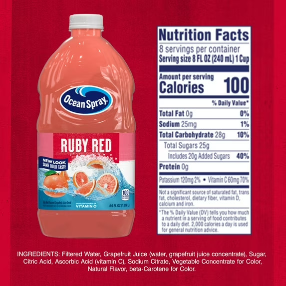 Ocean Spray Ruby Red Grapefruit Juice Drink, 64 fl oz Bottle (2 pack) gallery