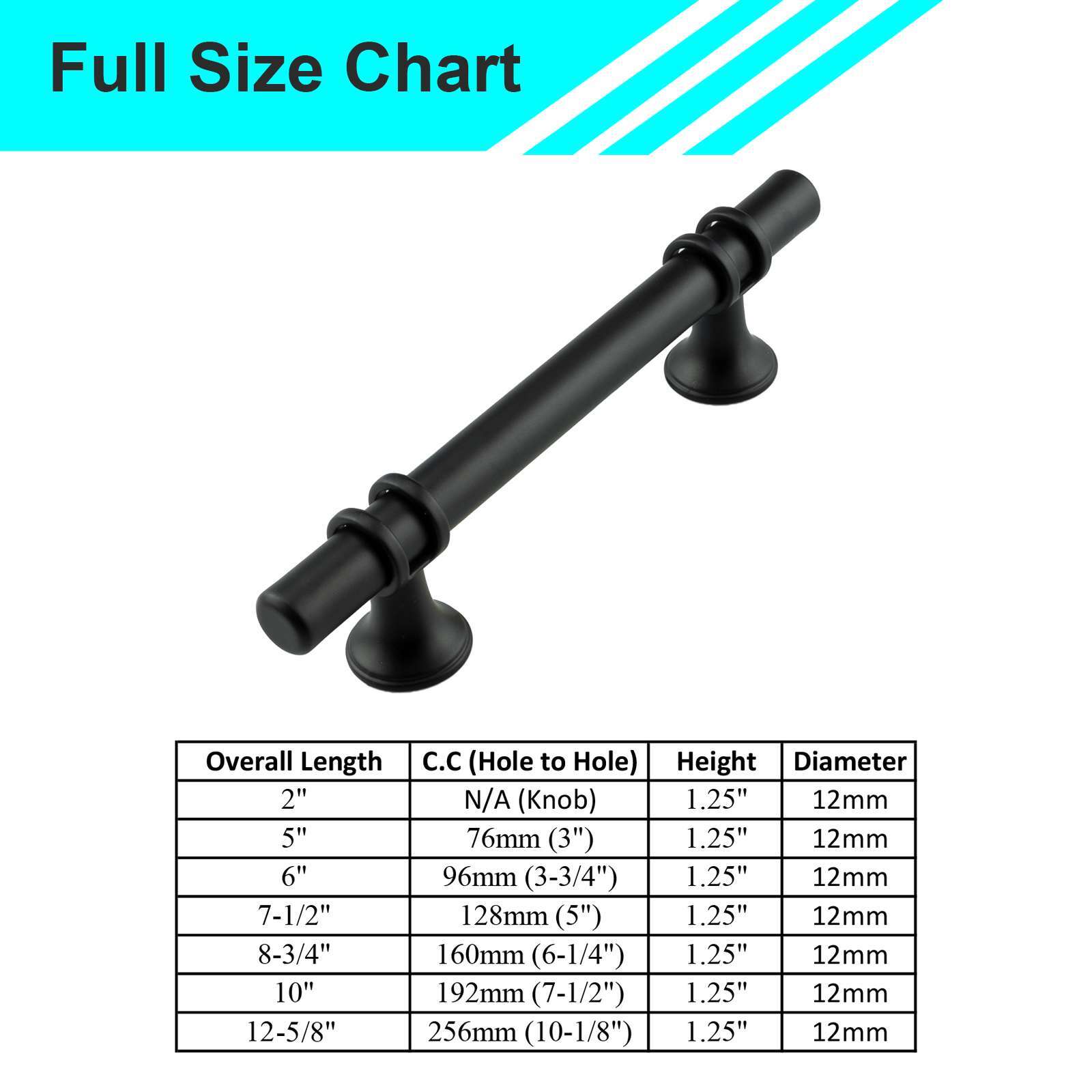 Black Modern Round Cabinet Handles Bar Pull Knobs Kitchen Drawer Stainless Steel gallery