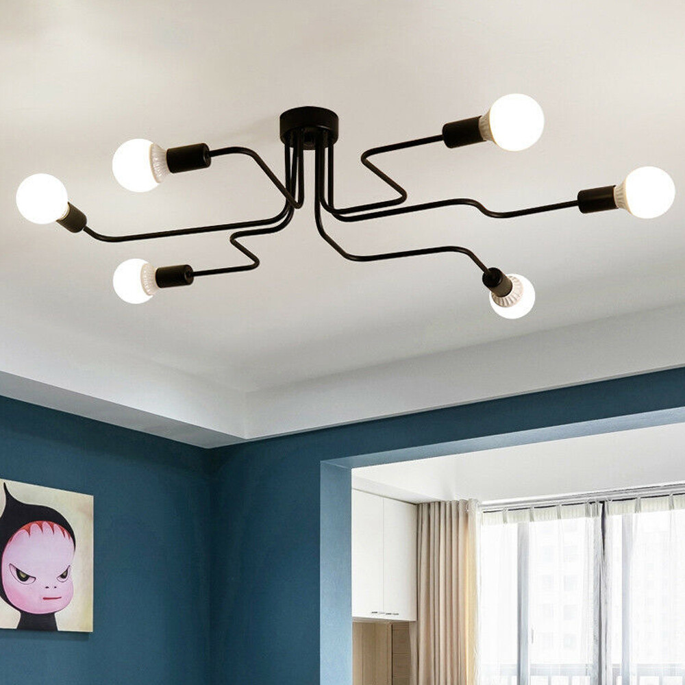 Modern Ceiling Light Fixture 6-Light LED Flush Mount Sputnik Chandelier Lighting gallery