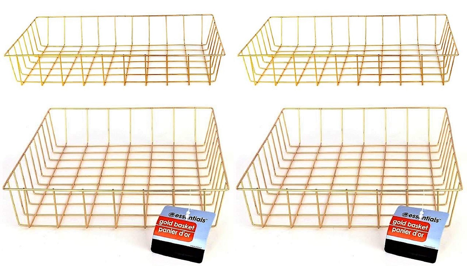 Gold Iron Wire Baskets Trays Round Rectangular Storage Organizer Sets 4 PCS gallery